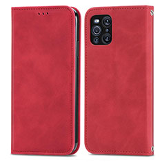 Leather Case Stands Flip Cover Holder S04D for Oppo Find X3 Pro 5G Red