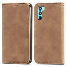 Leather Case Stands Flip Cover Holder S04D for Oppo K9 Pro 5G Brown