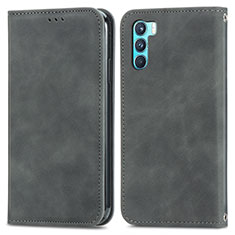 Leather Case Stands Flip Cover Holder S04D for Oppo K9 Pro 5G Gray