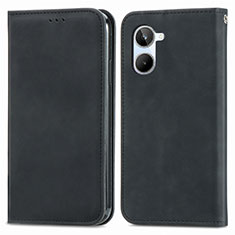 Leather Case Stands Flip Cover Holder S04D for Realme 10 4G Black