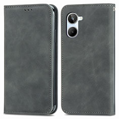 Leather Case Stands Flip Cover Holder S04D for Realme 10 4G Gray