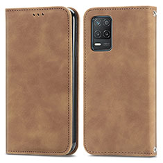 Leather Case Stands Flip Cover Holder S04D for Realme 8 5G Brown