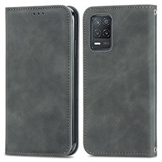 Leather Case Stands Flip Cover Holder S04D for Realme 8 5G Gray