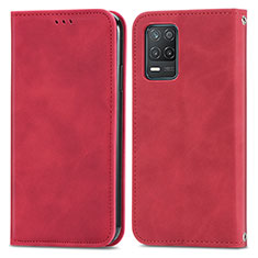 Leather Case Stands Flip Cover Holder S04D for Realme 8 5G Red