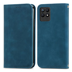 Leather Case Stands Flip Cover Holder S04D for Realme 8i Blue