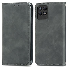 Leather Case Stands Flip Cover Holder S04D for Realme 8i Gray