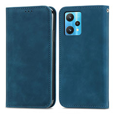 Leather Case Stands Flip Cover Holder S04D for Realme 9 4G Blue