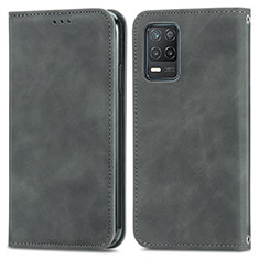 Leather Case Stands Flip Cover Holder S04D for Realme 9 5G India Gray