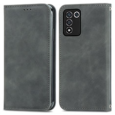 Leather Case Stands Flip Cover Holder S04D for Realme 9 SE 5G Gray