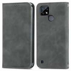 Leather Case Stands Flip Cover Holder S04D for Realme C21 Gray