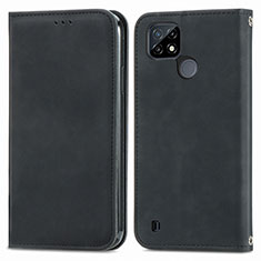 Leather Case Stands Flip Cover Holder S04D for Realme C21Y Black