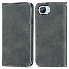 Leather Case Stands Flip Cover Holder S04D for Realme C30 Gray