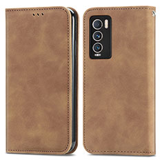 Leather Case Stands Flip Cover Holder S04D for Realme GT Master Explorer 5G Brown