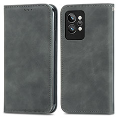 Leather Case Stands Flip Cover Holder S04D for Realme GT2 Pro 5G Gray