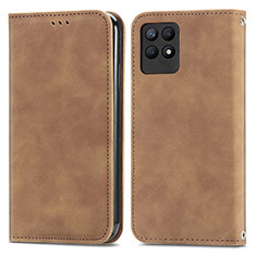 Leather Case Stands Flip Cover Holder S04D for Realme Narzo 50 4G Brown