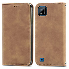 Leather Case Stands Flip Cover Holder S04D for Realme Narzo 50i Brown