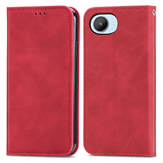 Leather Case Stands Flip Cover Holder S04D for Realme Narzo 50i Prime Red