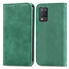 Leather Case Stands Flip Cover Holder S04D for Realme Q3i 5G Green