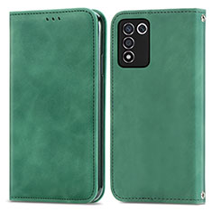 Leather Case Stands Flip Cover Holder S04D for Realme Q3s 5G Green