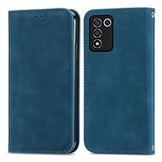 Leather Case Stands Flip Cover Holder S04D for Realme Q3t 5G Blue