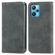 Leather Case Stands Flip Cover Holder S04D for Realme Q5 5G Gray