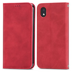 Leather Case Stands Flip Cover Holder S04D for Samsung Galaxy A01 Core Red