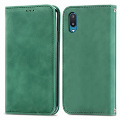 Leather Case Stands Flip Cover Holder S04D for Samsung Galaxy A02 Green