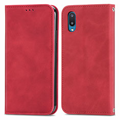 Leather Case Stands Flip Cover Holder S04D for Samsung Galaxy A02 Red