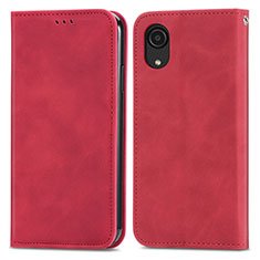 Leather Case Stands Flip Cover Holder S04D for Samsung Galaxy A03 Core Red