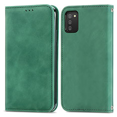 Leather Case Stands Flip Cover Holder S04D for Samsung Galaxy A03s Green