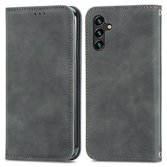 Leather Case Stands Flip Cover Holder S04D for Samsung Galaxy A04s Gray