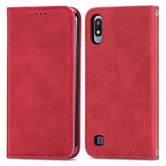 Leather Case Stands Flip Cover Holder S04D for Samsung Galaxy A10 Red