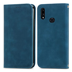 Leather Case Stands Flip Cover Holder S04D for Samsung Galaxy A10s Blue