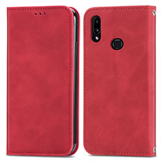 Leather Case Stands Flip Cover Holder S04D for Samsung Galaxy A10s Red