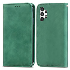 Leather Case Stands Flip Cover Holder S04D for Samsung Galaxy A13 4G Green
