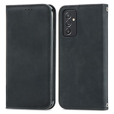 Leather Case Stands Flip Cover Holder S04D for Samsung Galaxy A15 LTE Black