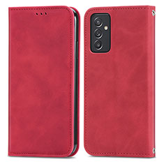 Leather Case Stands Flip Cover Holder S04D for Samsung Galaxy A15 LTE Red