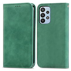 Leather Case Stands Flip Cover Holder S04D for Samsung Galaxy A23 4G Green