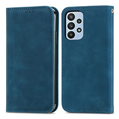 Leather Case Stands Flip Cover Holder S04D for Samsung Galaxy A23 5G Blue