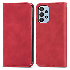 Leather Case Stands Flip Cover Holder S04D for Samsung Galaxy A23 5G Red