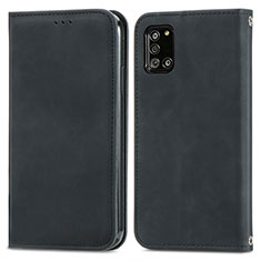 Leather Case Stands Flip Cover Holder S04D for Samsung Galaxy A31 Black