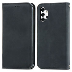 Leather Case Stands Flip Cover Holder S04D for Samsung Galaxy A32 4G Black