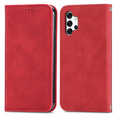 Leather Case Stands Flip Cover Holder S04D for Samsung Galaxy A32 4G Red