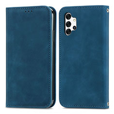 Leather Case Stands Flip Cover Holder S04D for Samsung Galaxy A32 5G Blue