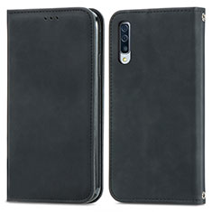 Leather Case Stands Flip Cover Holder S04D for Samsung Galaxy A50 Black