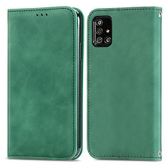 Leather Case Stands Flip Cover Holder S04D for Samsung Galaxy A51 4G Green