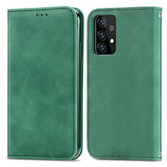 Leather Case Stands Flip Cover Holder S04D for Samsung Galaxy A52s 5G Green