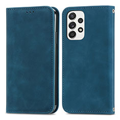 Leather Case Stands Flip Cover Holder S04D for Samsung Galaxy A53 5G Blue