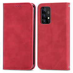 Leather Case Stands Flip Cover Holder S04D for Samsung Galaxy A72 5G Red