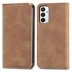 Leather Case Stands Flip Cover Holder S04D for Samsung Galaxy F23 5G Brown